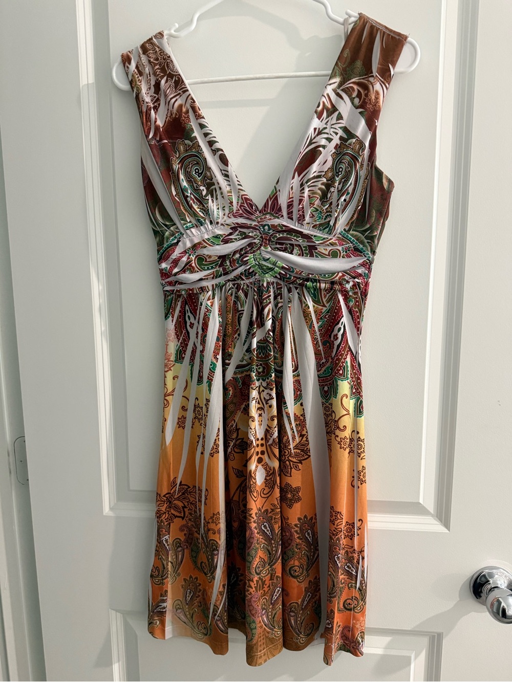 Chesley Boho Paisley Ombré V-Neck Dress Sz S